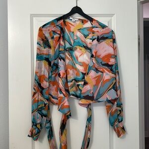 Multicolor wrap around blouse